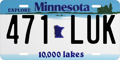 MN license plate 471LUK