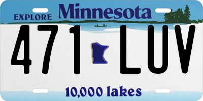 MN license plate 471LUV