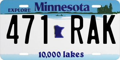 MN license plate 471RAK
