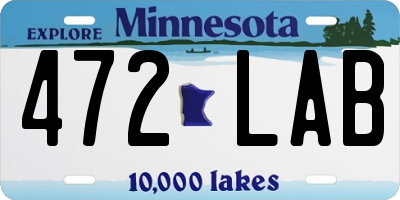 MN license plate 472LAB