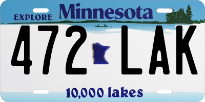 MN license plate 472LAK