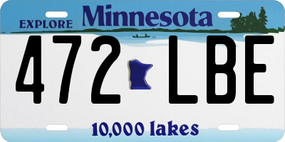 MN license plate 472LBE