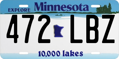 MN license plate 472LBZ