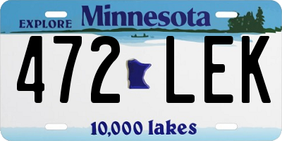MN license plate 472LEK