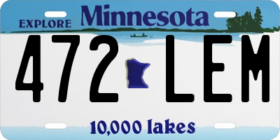 MN license plate 472LEM
