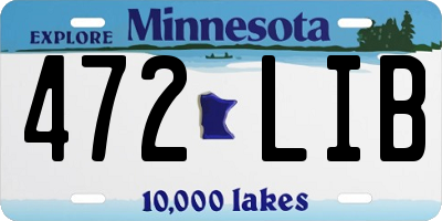 MN license plate 472LIB