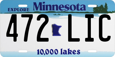 MN license plate 472LIC