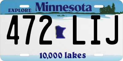 MN license plate 472LIJ