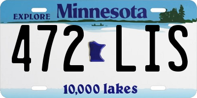 MN license plate 472LIS