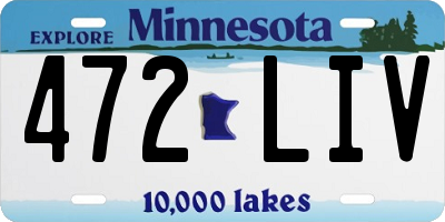 MN license plate 472LIV