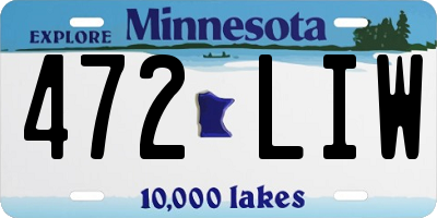 MN license plate 472LIW