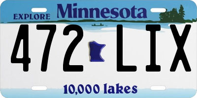 MN license plate 472LIX