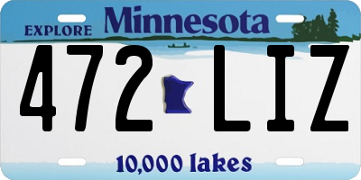 MN license plate 472LIZ