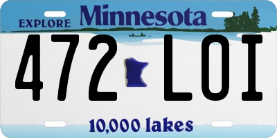 MN license plate 472LOI