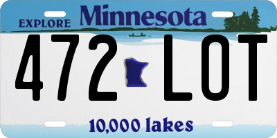 MN license plate 472LOT