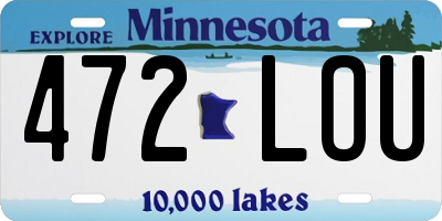 MN license plate 472LOU