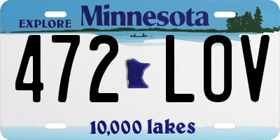MN license plate 472LOV