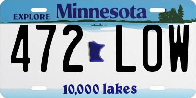 MN license plate 472LOW