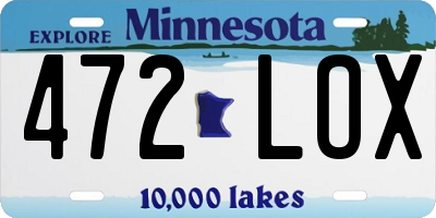 MN license plate 472LOX