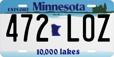 MN license plate 472LOZ