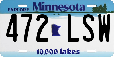 MN license plate 472LSW