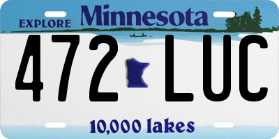 MN license plate 472LUC