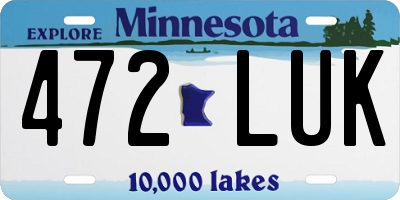 MN license plate 472LUK