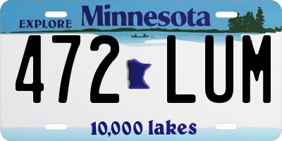 MN license plate 472LUM