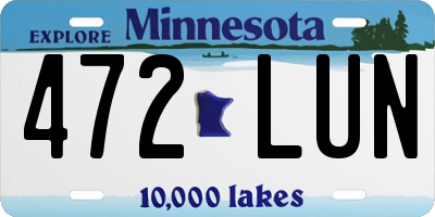 MN license plate 472LUN