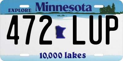 MN license plate 472LUP