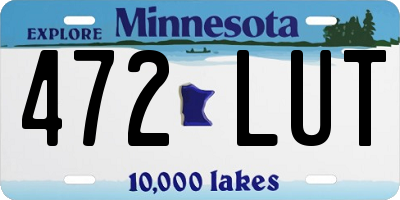 MN license plate 472LUT