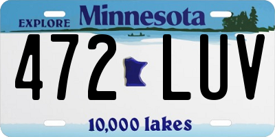 MN license plate 472LUV