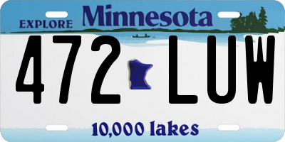 MN license plate 472LUW