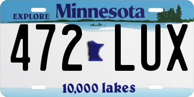 MN license plate 472LUX