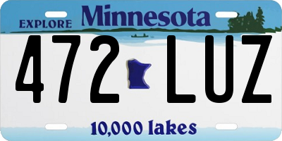MN license plate 472LUZ
