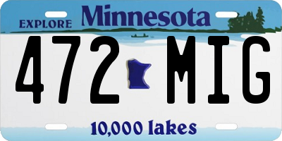 MN license plate 472MIG