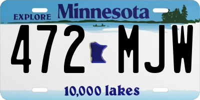 MN license plate 472MJW