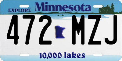MN license plate 472MZJ