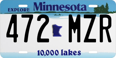 MN license plate 472MZR