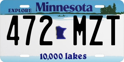 MN license plate 472MZT