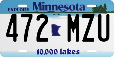 MN license plate 472MZU