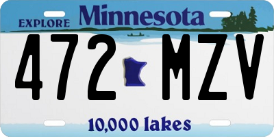 MN license plate 472MZV