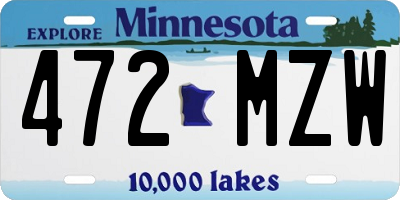 MN license plate 472MZW