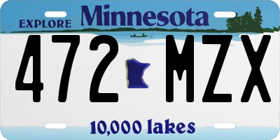MN license plate 472MZX