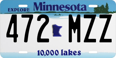 MN license plate 472MZZ