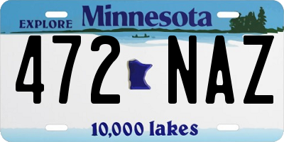 MN license plate 472NAZ