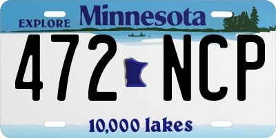 MN license plate 472NCP