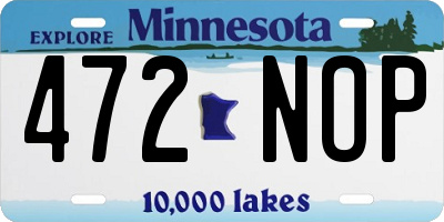 MN license plate 472NOP