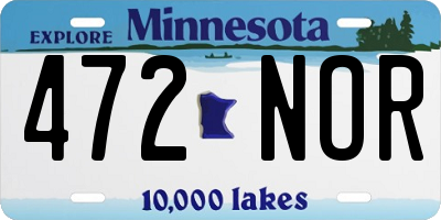 MN license plate 472NOR
