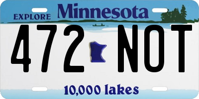 MN license plate 472NOT